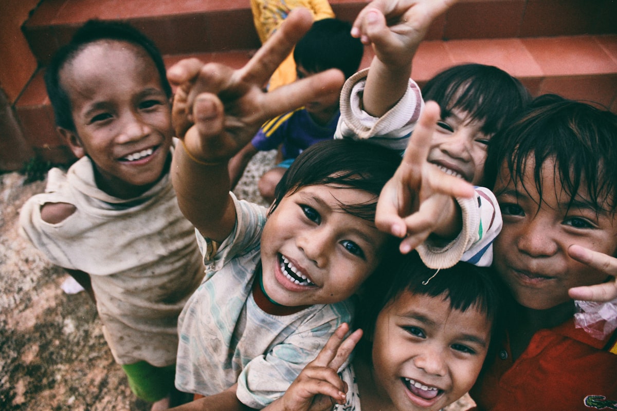Children standing together outdoors